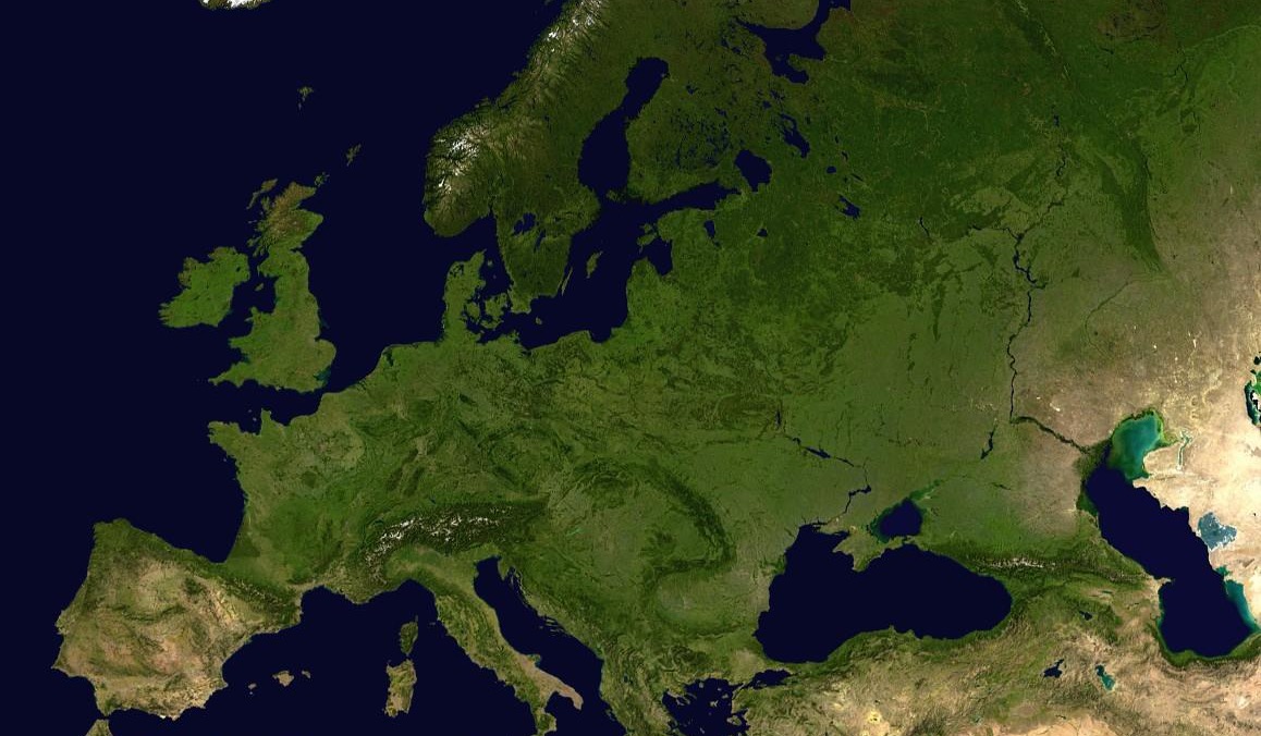 Satelitní snímek Evropy